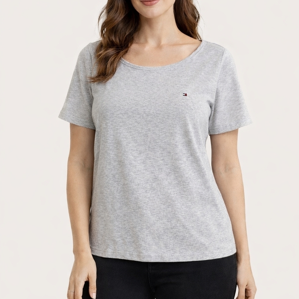 Women's Tommy Hilfiger Light Gray T-Shirt Size S - Picture 1 of 8